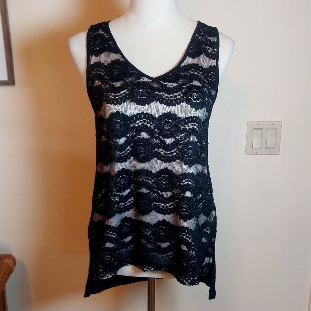THE LIMITED BLACK LACE OVERLAY SIZE S TANK TOP